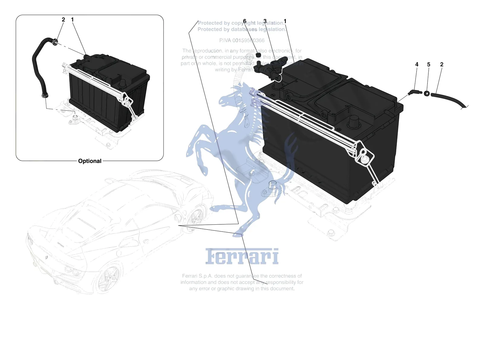Ferrari F8 Tributo [ELECTRICAL SYSTEM] - F.01 - BATTERIES exploded diagram