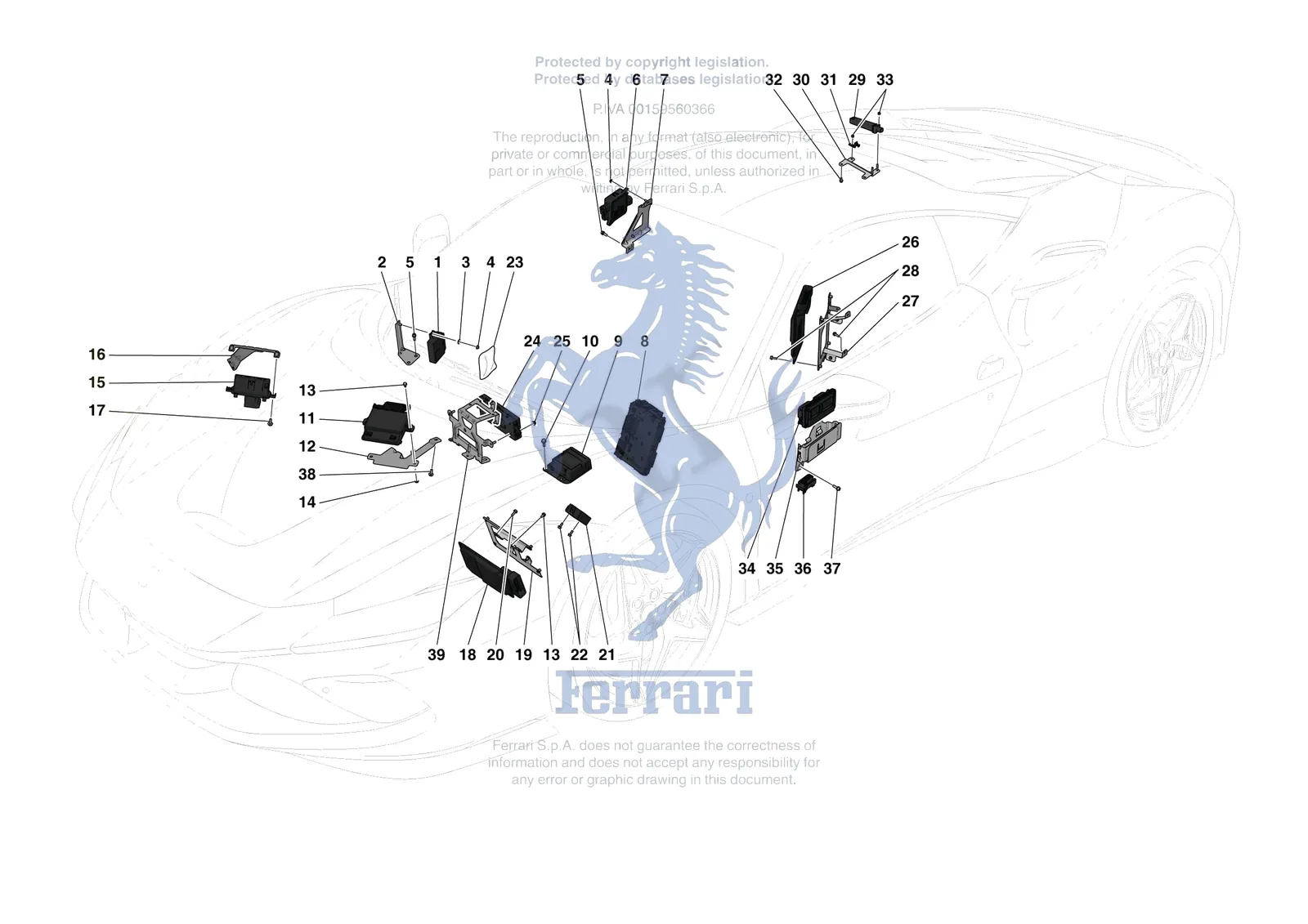 Ferrari F8 Tributo [ELECTRICAL SYSTEM] - F.06 - ELECTRICAL SYSTEM CONTROL UNITS exploded diagram