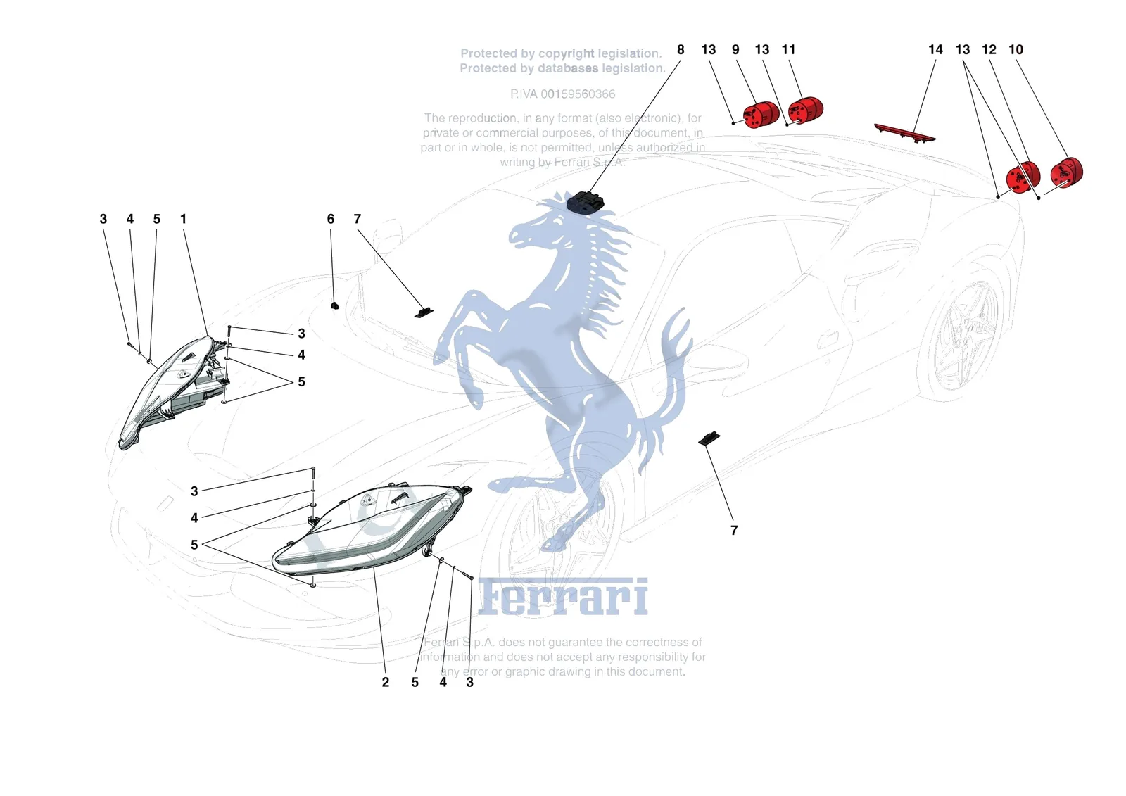 Ferrari F8 Tributo [ELECTRICAL SYSTEM] - F.09 - LIGHTING SYSTEMS exploded diagram