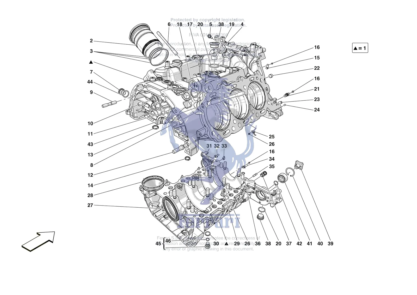 Ferrari F80 [ENGINE] - B.1 - CRANKCASE exploded diagram