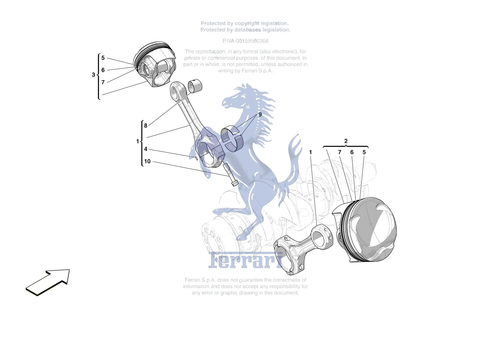 Ferrari F80 [ENGINE] - B.5 - PISTONS AND CONNECTING RODS exploded diagram