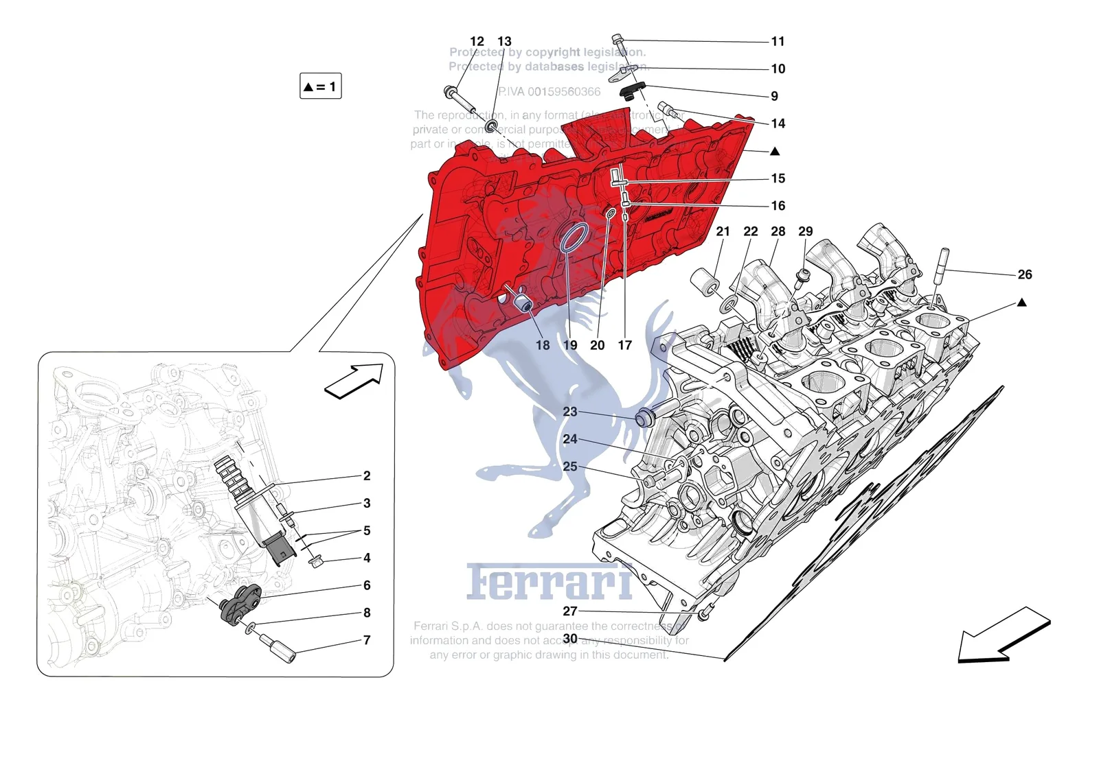 Ferrari F80 [ENGINE] - B.08.01 - CYLINDER HEADS - RH HEAD exploded diagram