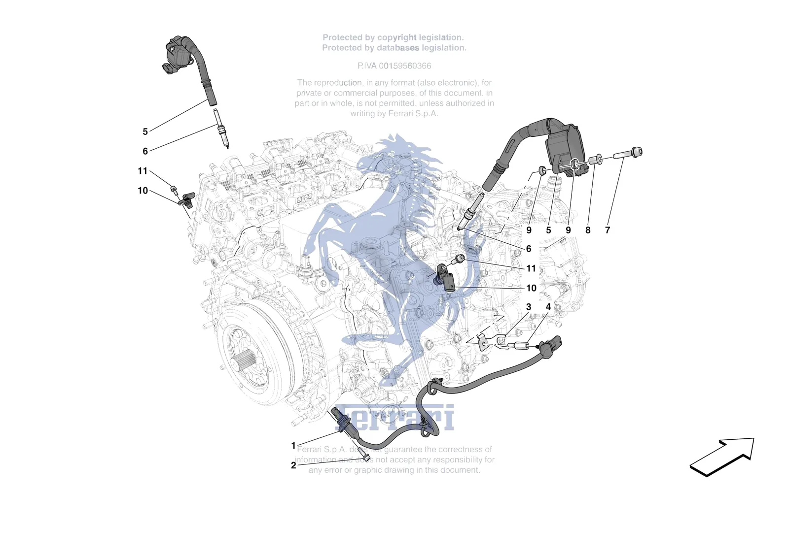 Ferrari F80 [ENGINE] - B.16 - IGNITION COIL SPARK PLUGS AND SENSORS exploded diagram