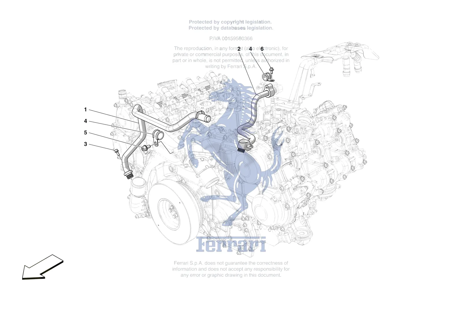 Ferrari F80 [ENGINE] - B.25 - ENGINE COOLING SYSTEM PIPES exploded diagram
