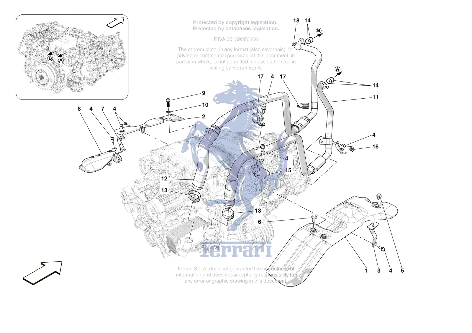 Ferrari F80 [GEARBOX] - C.03.02 - GEARBOX OIL HEAT EXCHANGER AND PIPES - HEAT EXCHANGER AND REAR PIPES exploded diagram