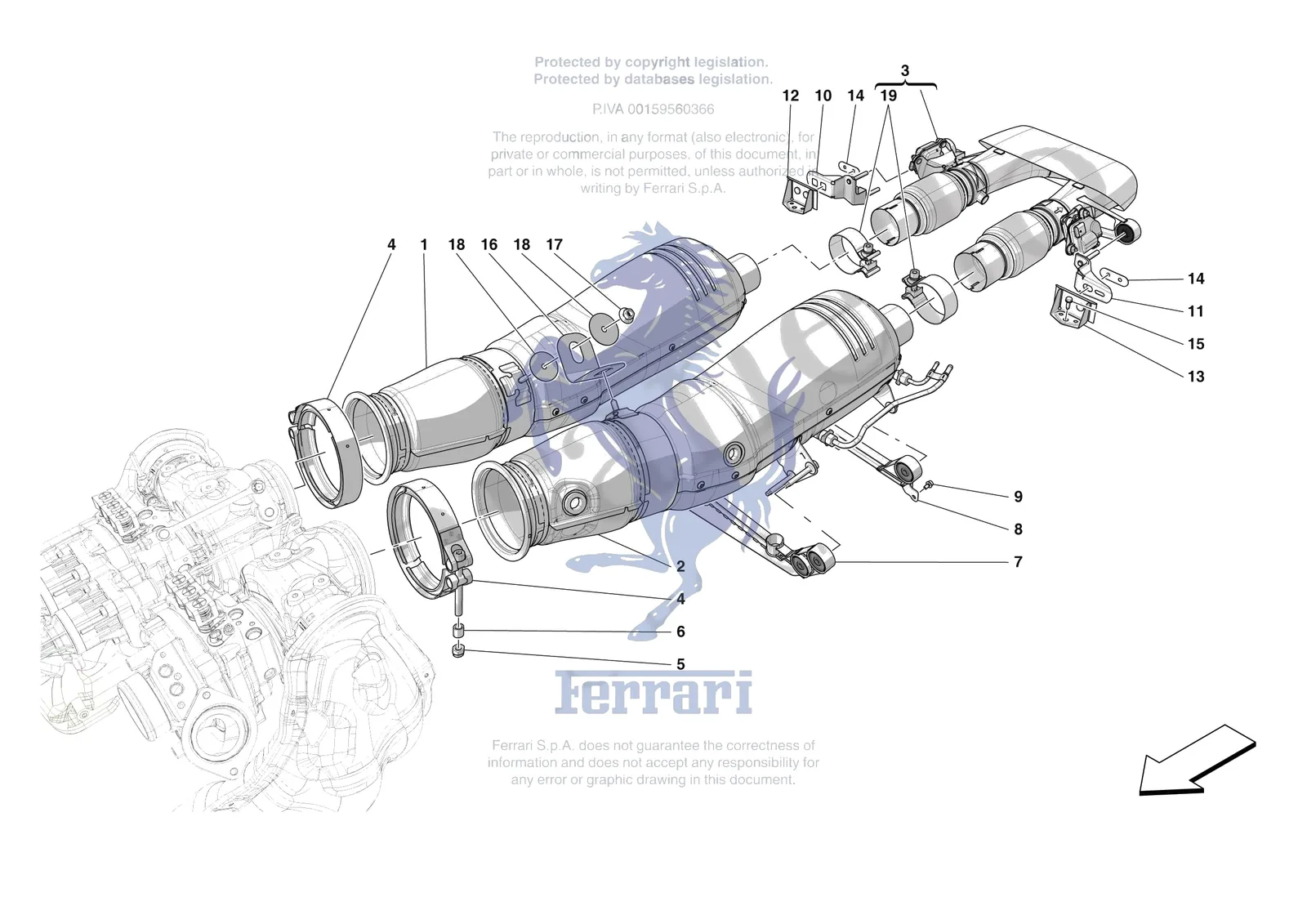 Ferrari F80 [MECHANICAL SYSTEM] - D.08.02 - EXHAUST SYSTEM - REAR exploded diagram