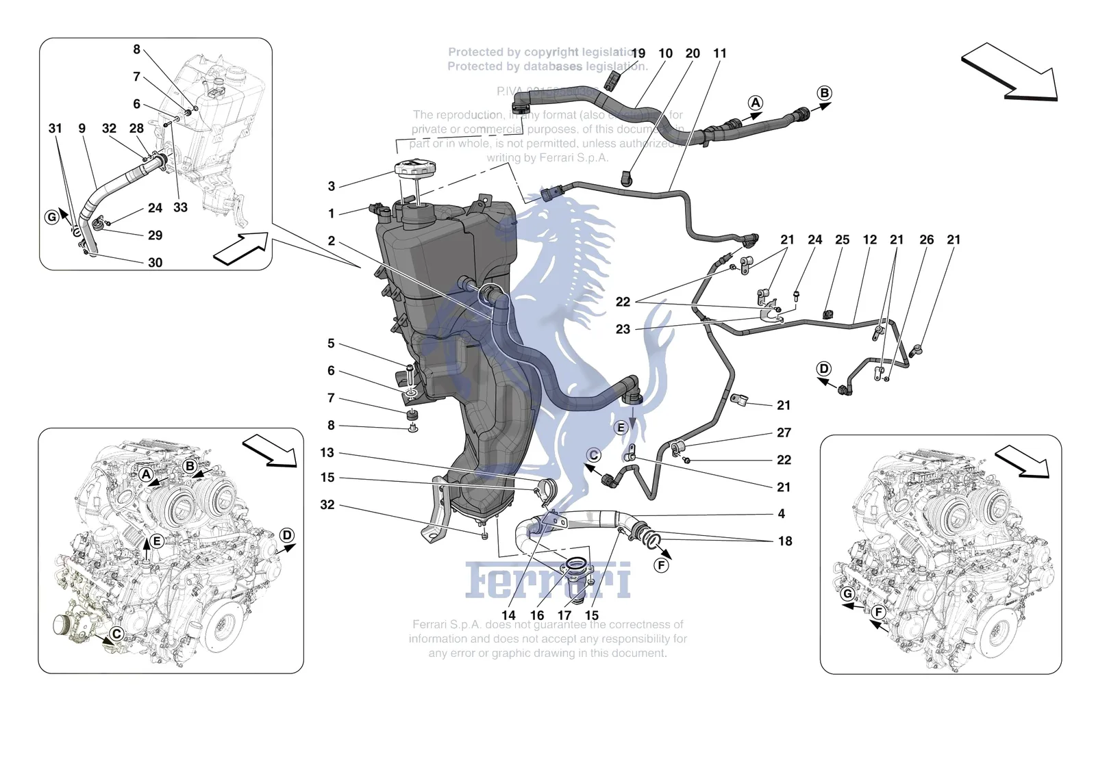 Ferrari F80 [MECHANICAL SYSTEM] - D.9 - ENGINE OIL RADIATOR AND TANK exploded diagram
