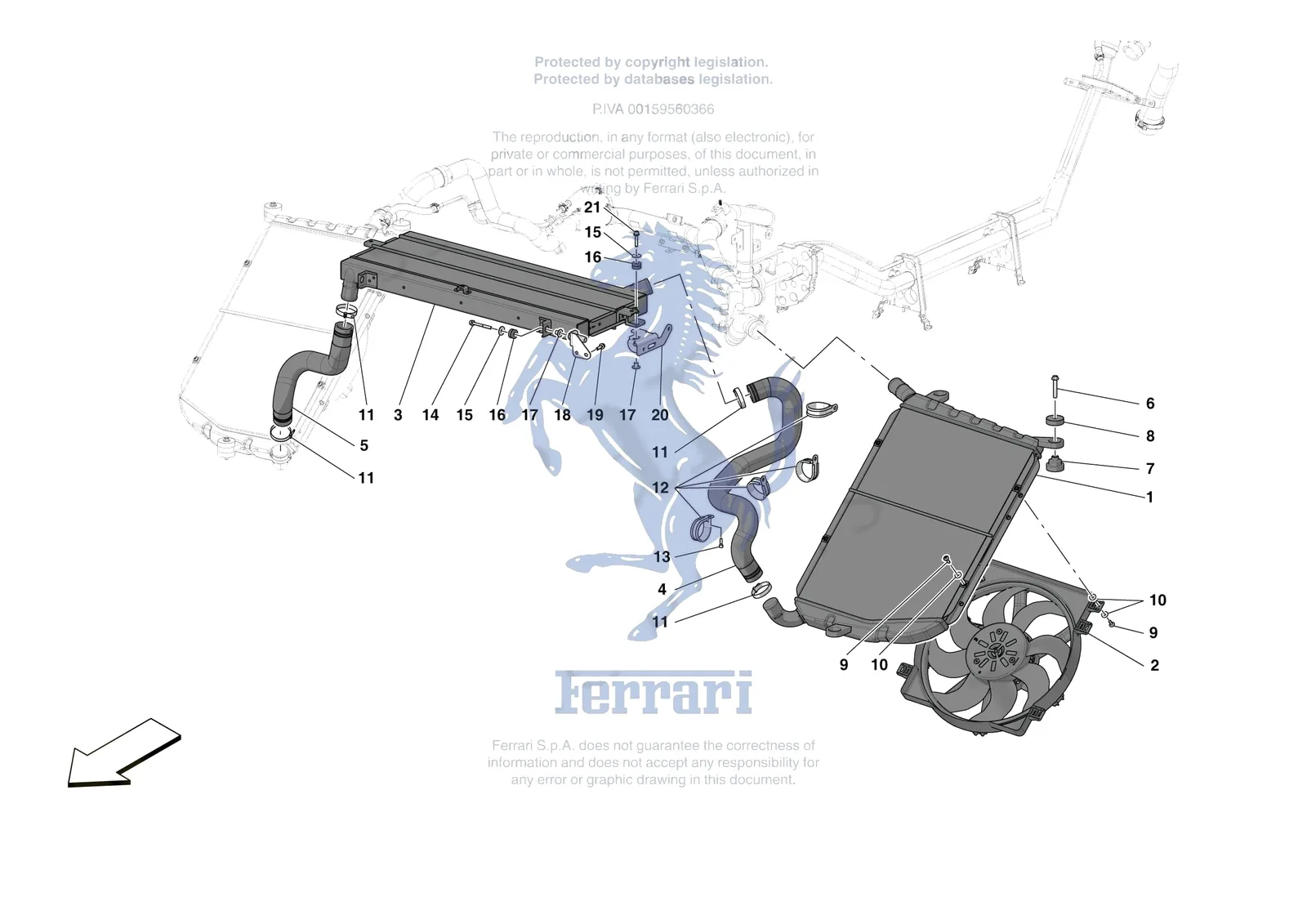 Ferrari F80 [MECHANICAL SYSTEM] - D.14 - ENGINE COOLING SYSTEM RADIATORS exploded diagram