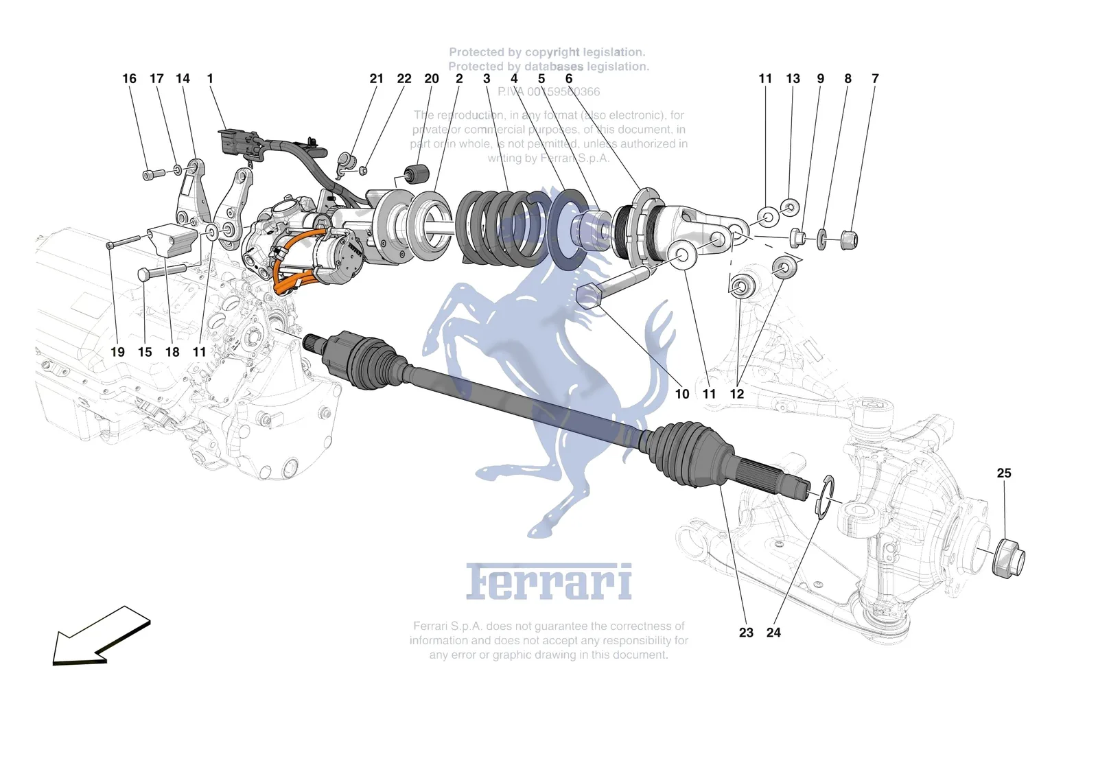 Ferrari F80 [MECHANICAL SYSTEM] - D.25.01 - FRONT SUSPENSION - SHOCK ABSORBERS exploded diagram