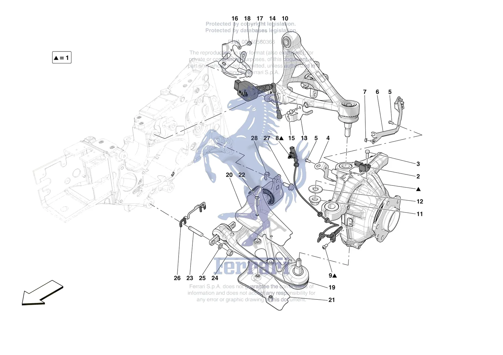 Ferrari F80 [MECHANICAL SYSTEM] - D.25.02 - FRONT SUSPENSION - ARMS exploded diagram