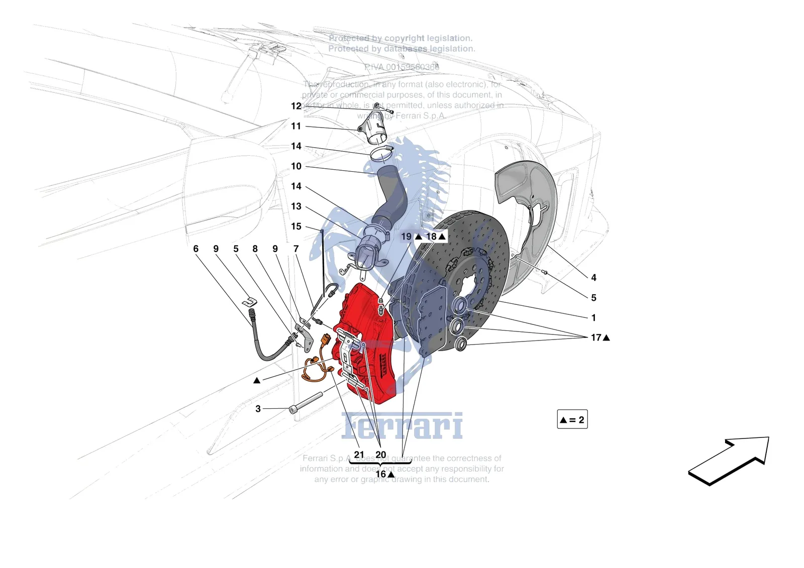 Ferrari F80 [MECHANICAL SYSTEM] - D.25.03 - FRONT SUSPENSION - CALIPERS AND DISCS exploded diagram