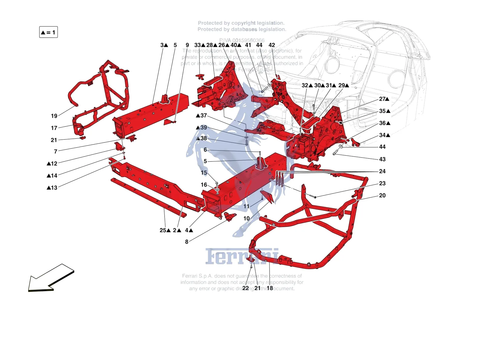 Ferrari F80 [VEHICLE TRIM] - E.01.01 - STRUCTURES AND ELEMENTS FRONT OF VEHICLE exploded diagram