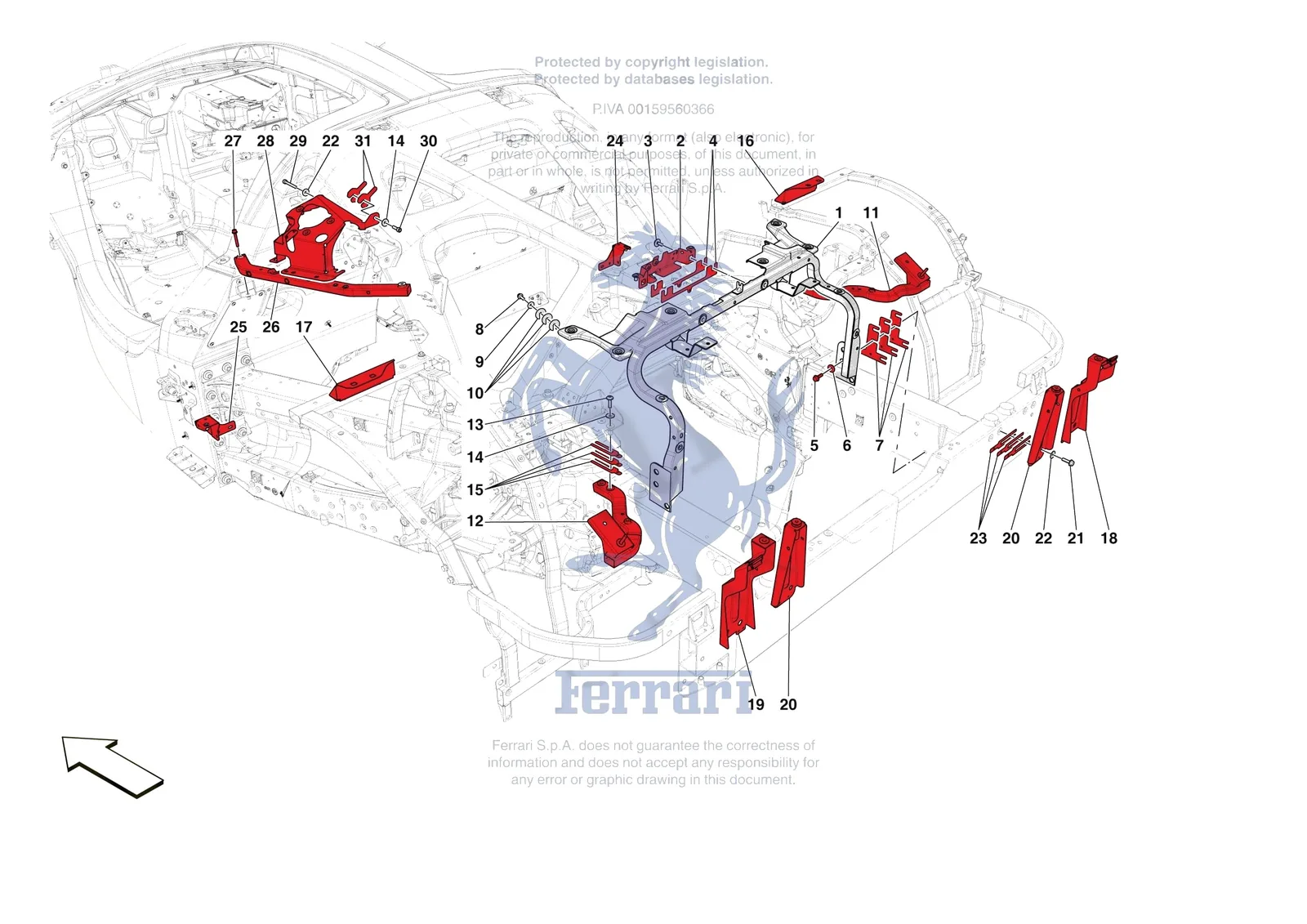 Ferrari F80 [VEHICLE TRIM] - E.7 - REAR SUBFRAME exploded diagram