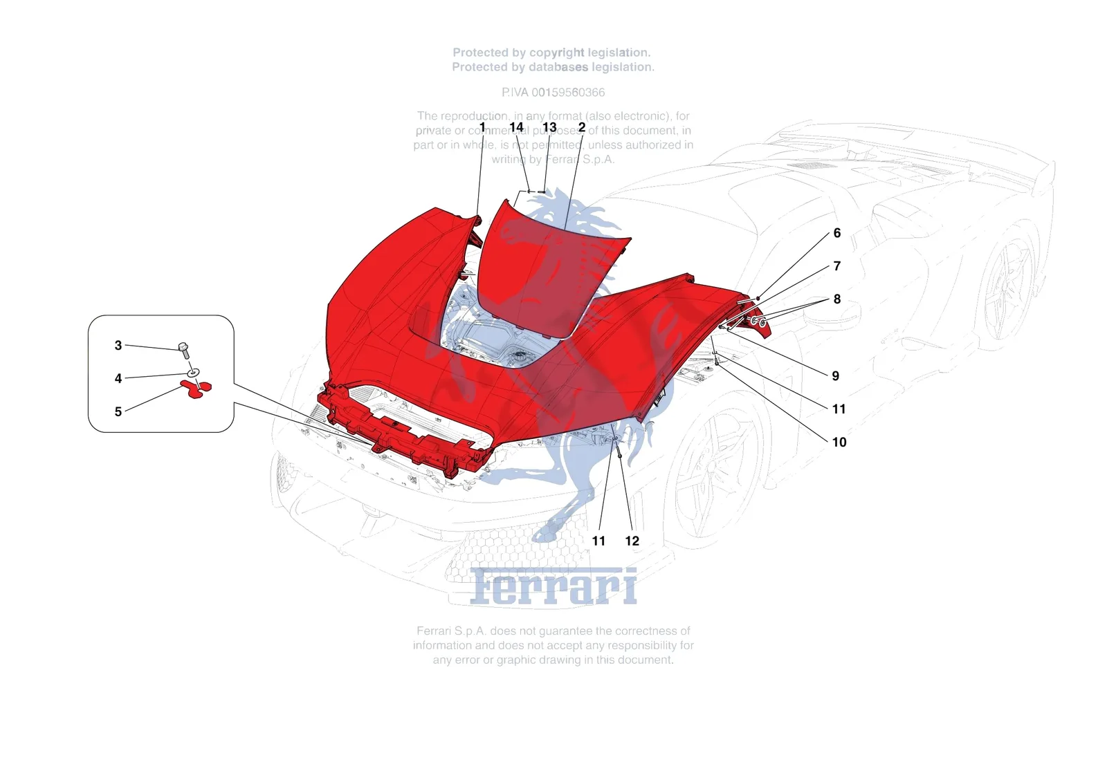 Ferrari F80 [VEHICLE TRIM] - E.9 - FRONT LID SUBSTRUCTURE exploded diagram