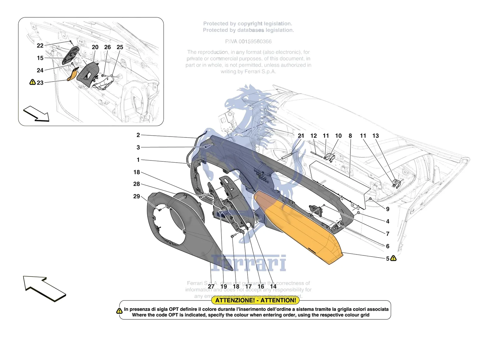 Ferrari F80 [VEHICLE TRIM] - E.29.01 - FRONT DOORS - TRIM exploded diagram