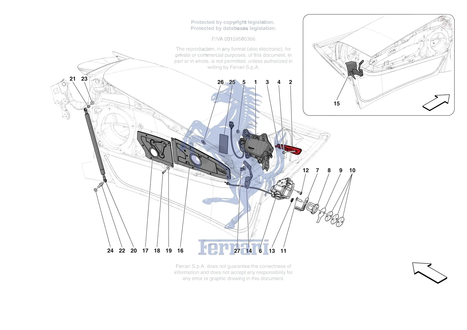 Ferrari F80 [VEHICLE TRIM] - E.29.03 - FRONT DOORS - OPENING MECHANISMS AND HINGES exploded diagram