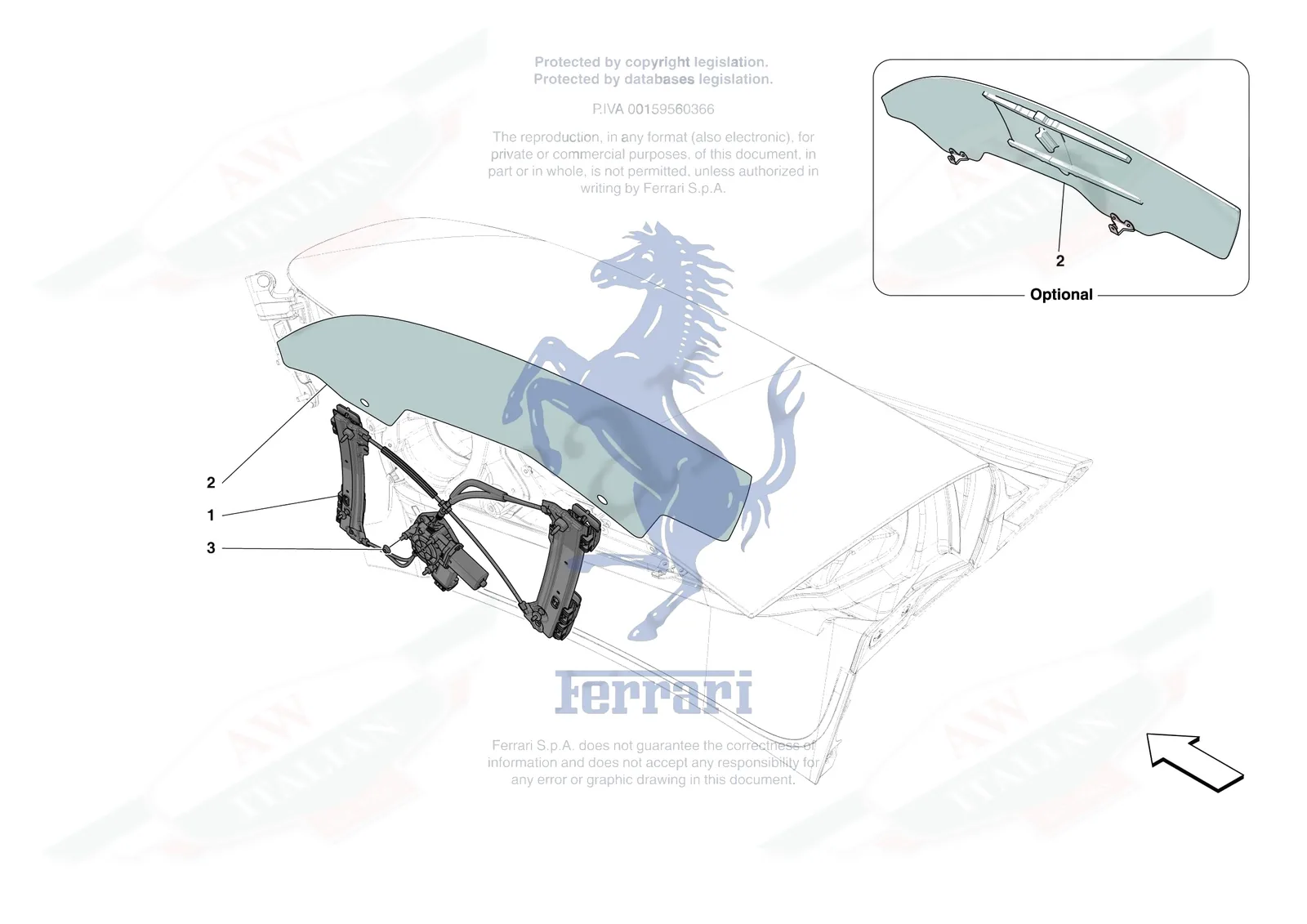 Ferrari F80 [VEHICLE TRIM] - E.29.05 - FRONT DOORS - WINDOW AND WINDOW LIFTER exploded diagram