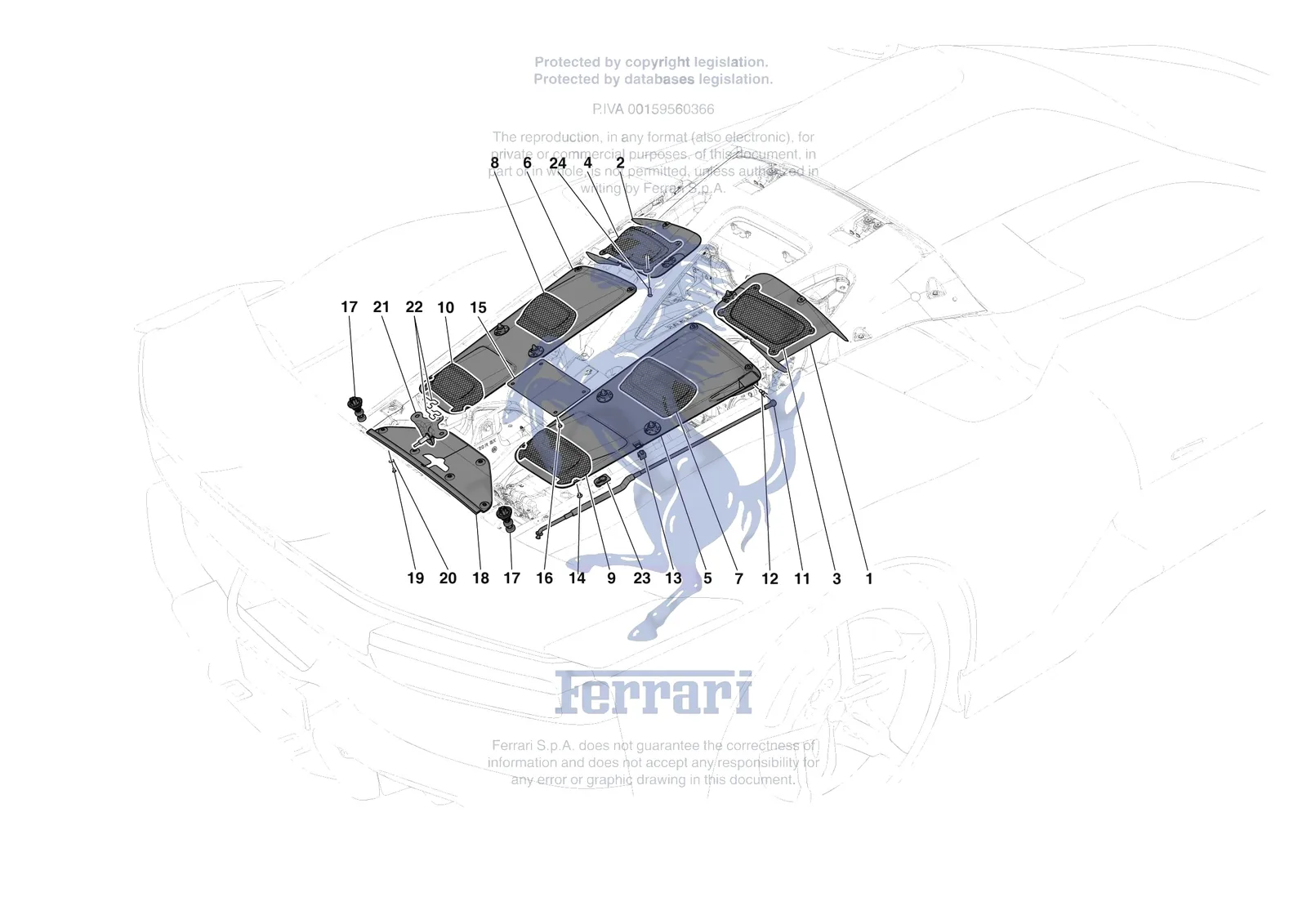 Ferrari F80 [VEHICLE TRIM] - E.36 - REAR LID TRIM exploded diagram