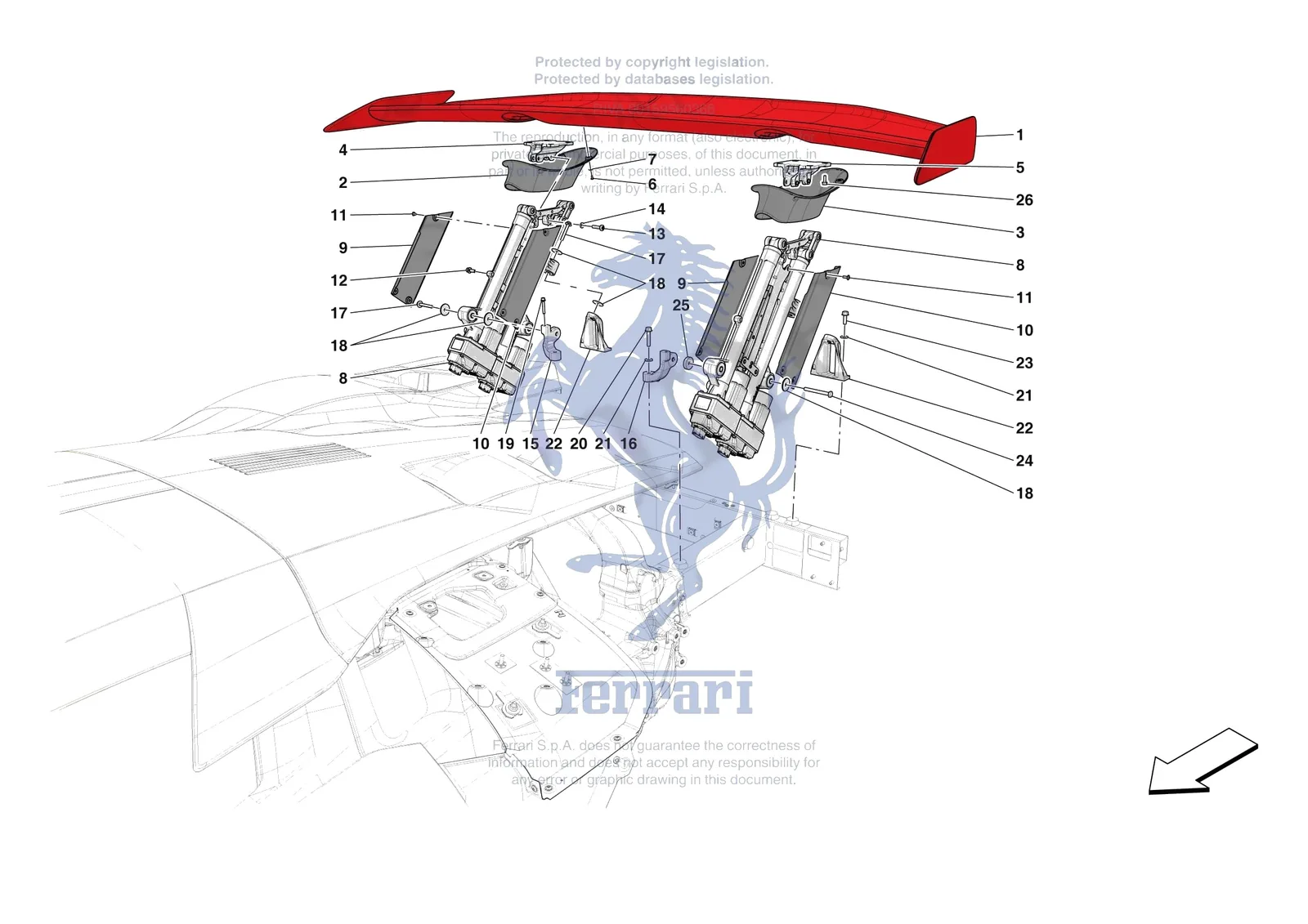Ferrari F80 [VEHICLE TRIM] - E.42.02 - REAR ACTIVE AERO exploded diagram