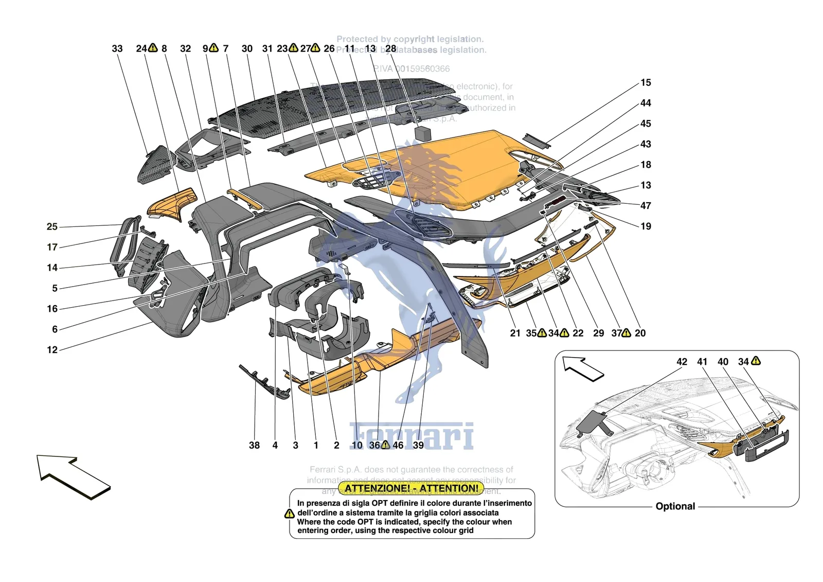 Ferrari F80 [VEHICLE TRIM] - E.47.03 - DASHBOARD - TRIM -Not for RHD- exploded diagram