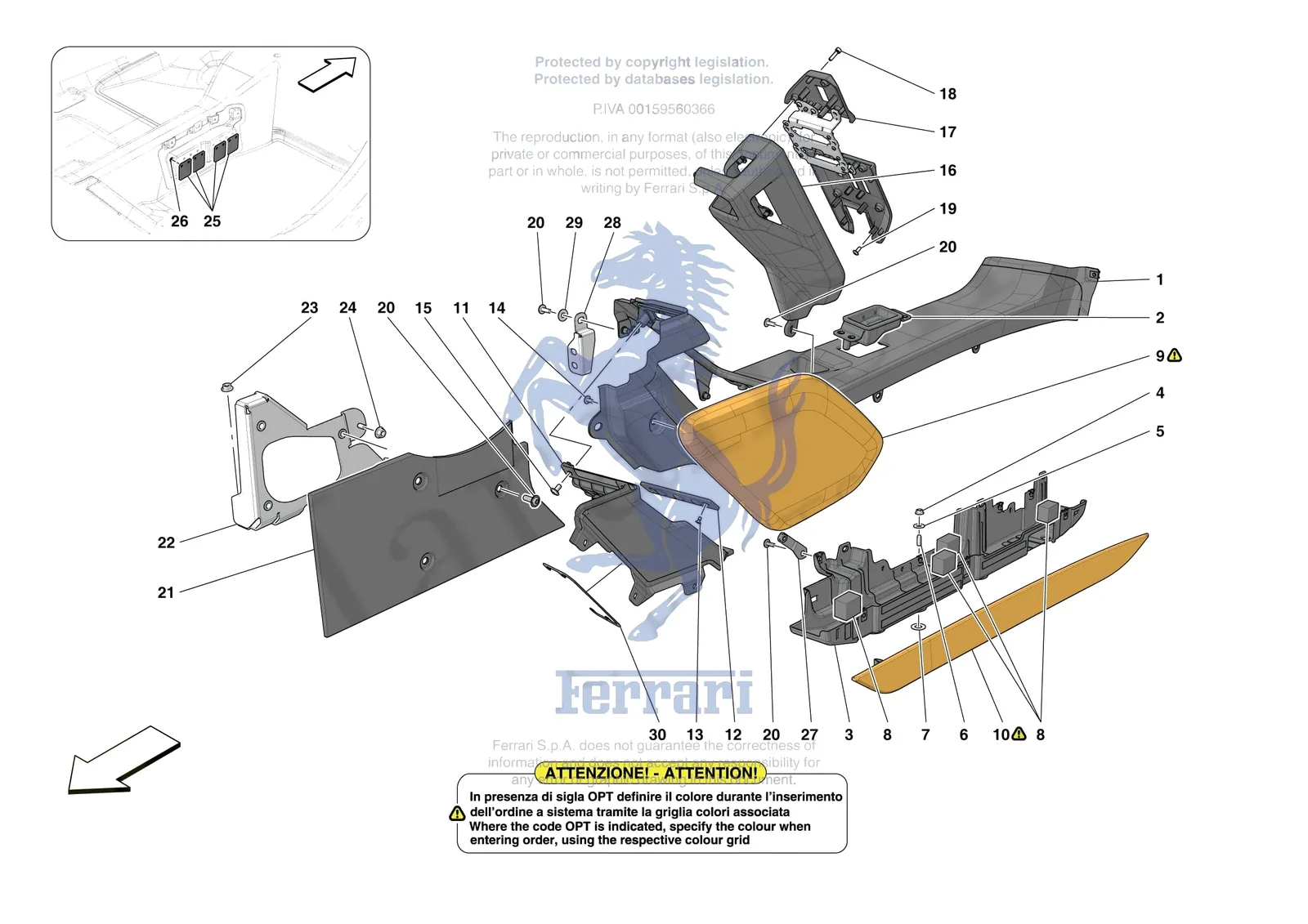Ferrari F80 [VEHICLE TRIM] - E.48 - CENTRE TUNNEL AND CONSOLE exploded diagram
