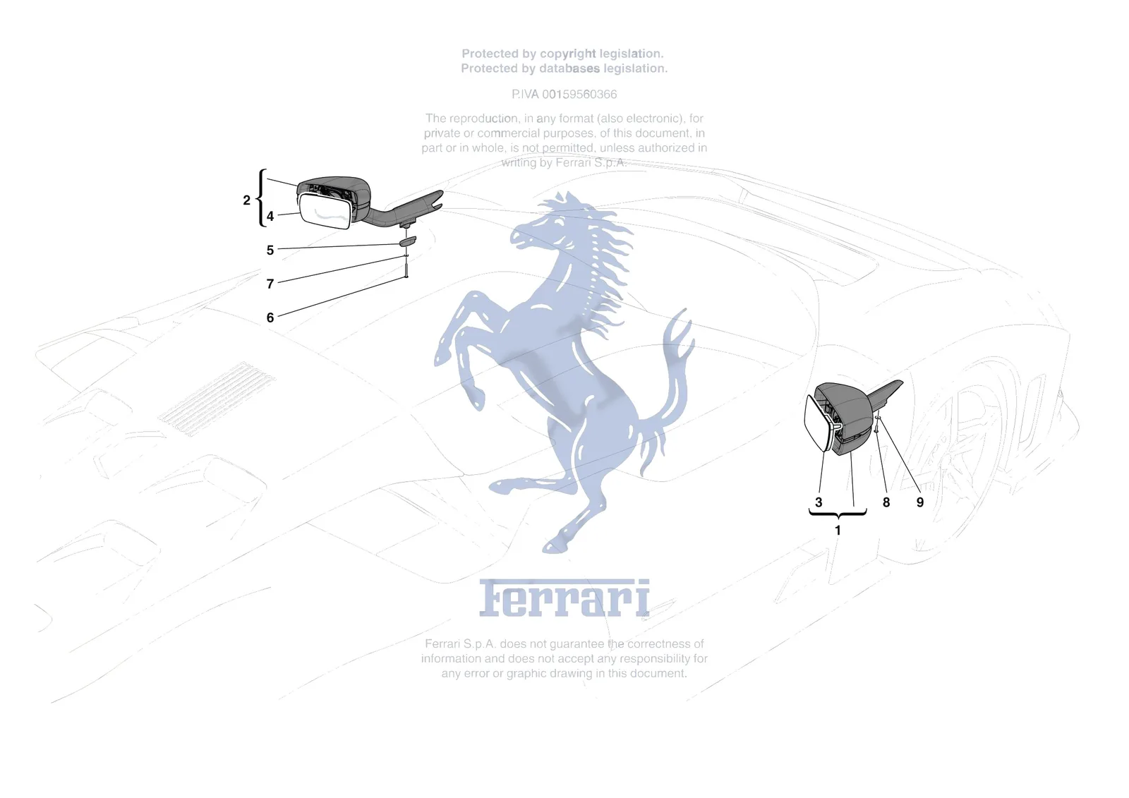 Ferrari F80 [VEHICLE TRIM] - E.54 - EXTERNAL REAR VIEW MIRRORS exploded diagram