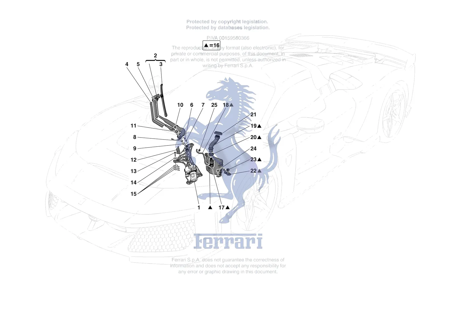 Ferrari F80 [VEHICLE TRIM] - E.55 - WIPERS AND HEADLAMP WASHERS exploded diagram