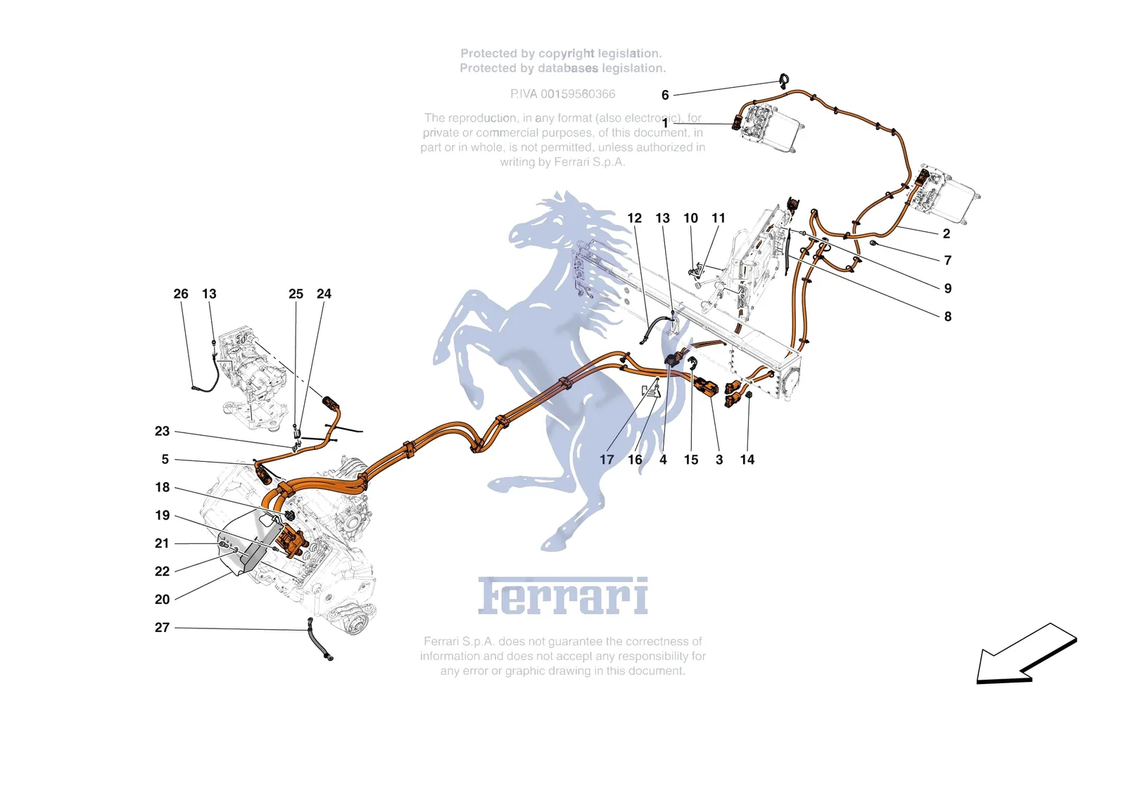 Ferrari F80 [ELECTRICAL SYSTEM] - F.14 - HIGH VOLTAGE WIRING HARNESSES exploded diagram