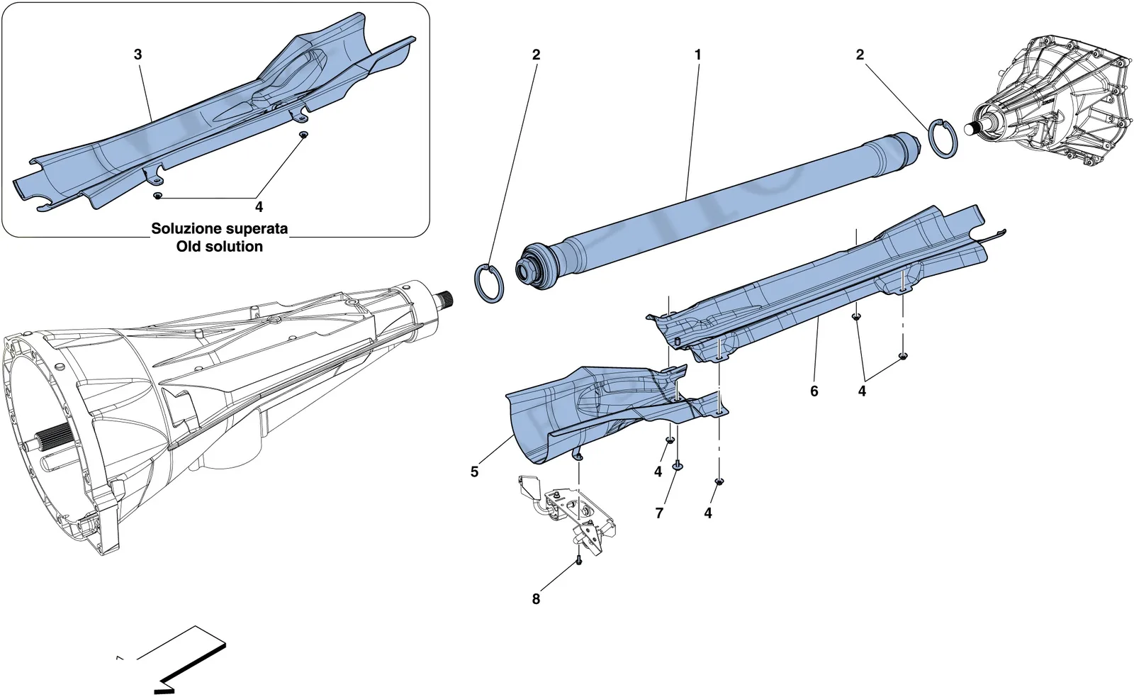Ferrari FF Transmission Pipe exploded diagram