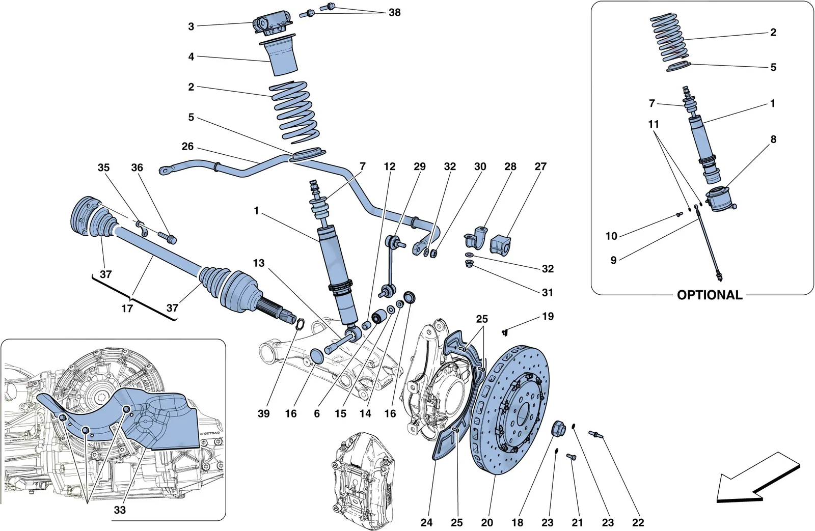 Rear Suspension - Shock Absorber And Brake Disc