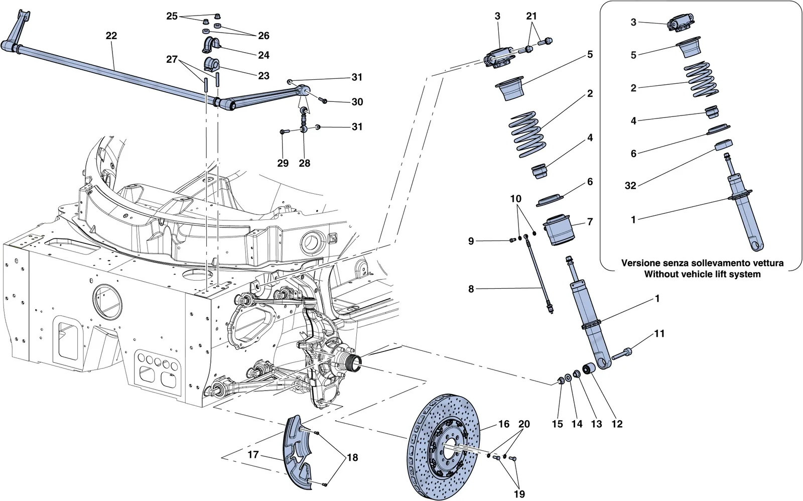 Front Suspension - Shock Absorber And Brake Disc