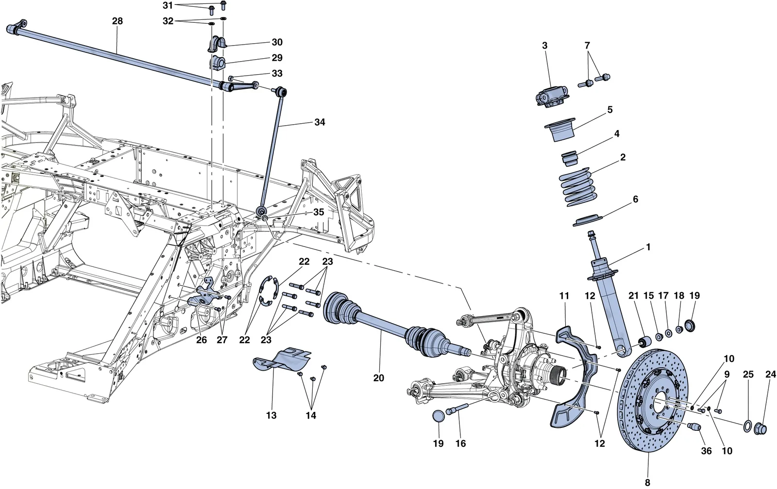 Rear Suspension - Shock Absorber And Brake Disc