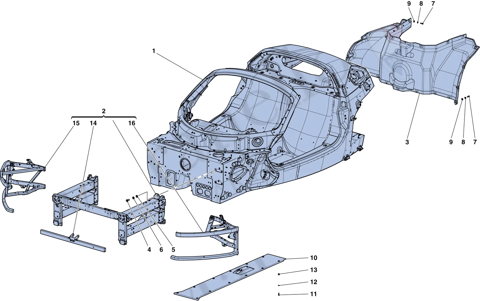 Monocoque Tub - Front Subchassis - Central Flat Undertray