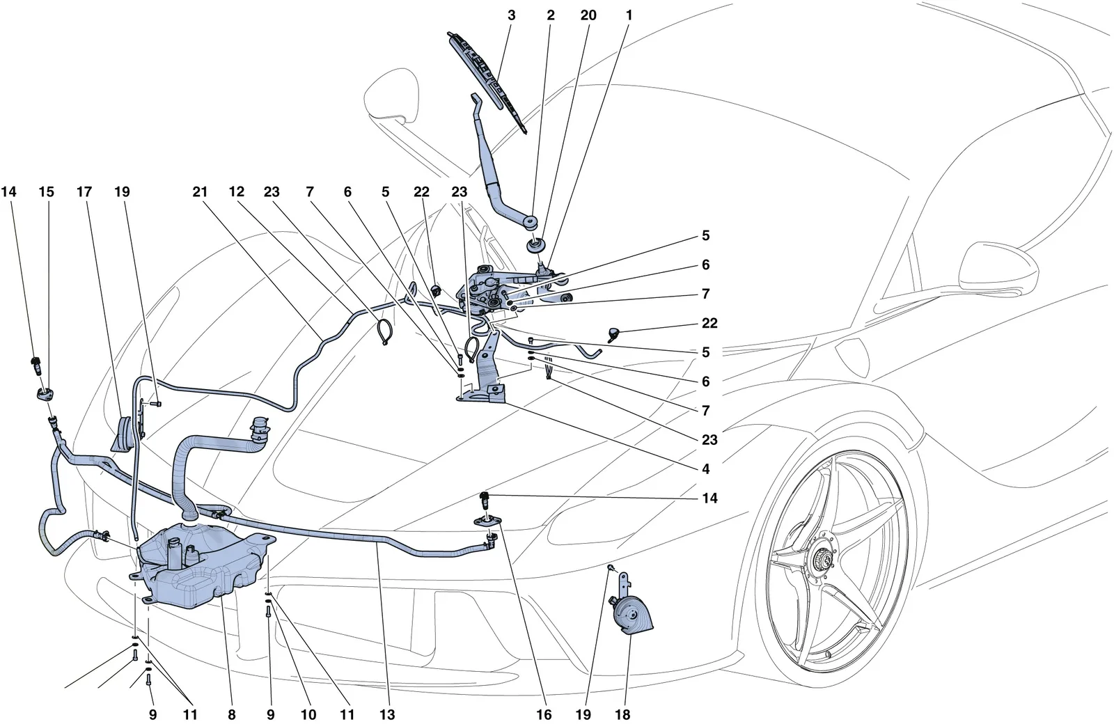 Windscreen Wiper, Windscreen Washer And Horns