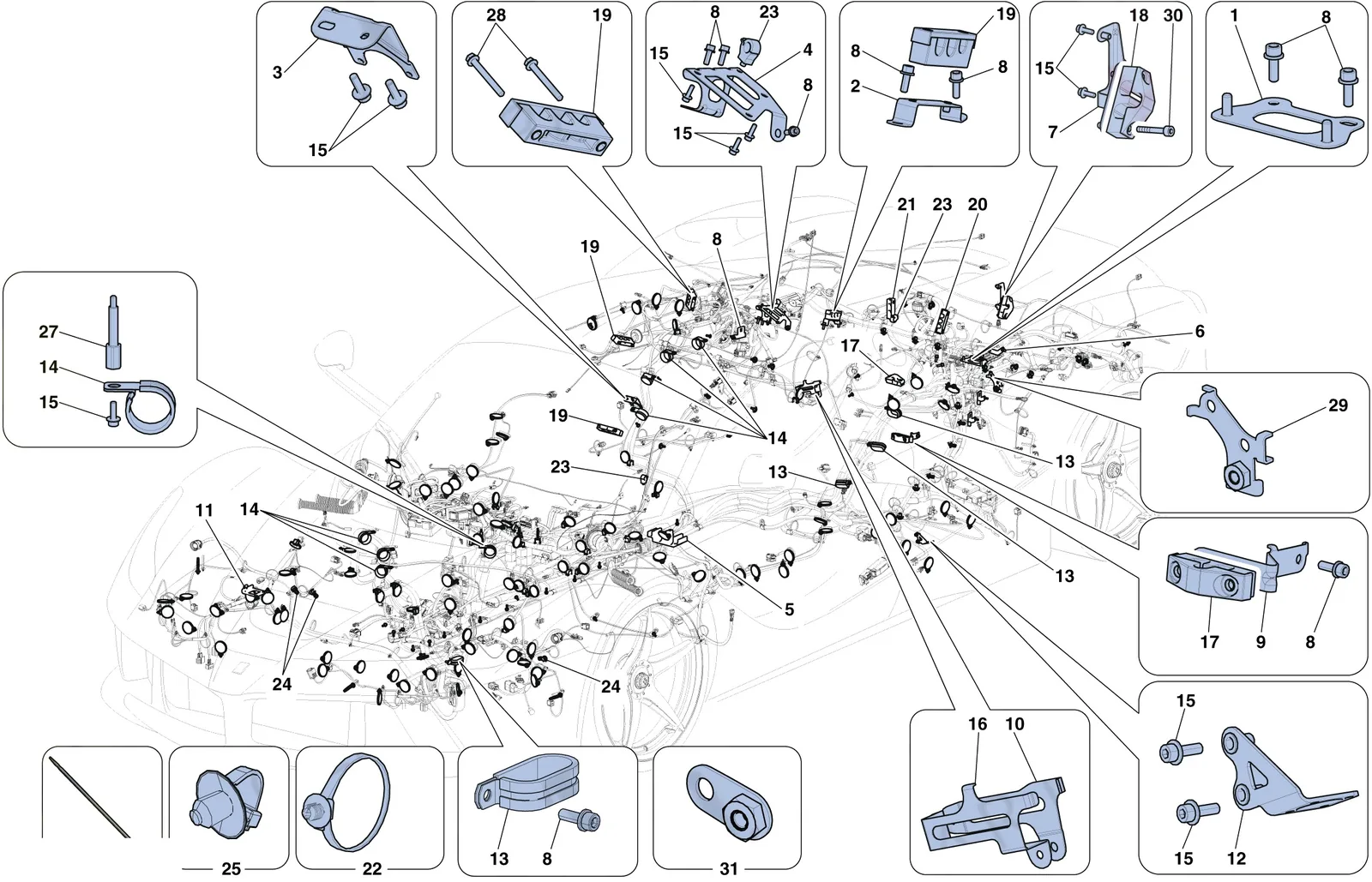 Various Fastenings For The Electrical System
