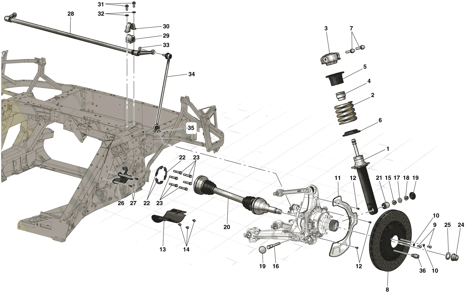 Rear Suspension - Shock Absorber And Brake Disc