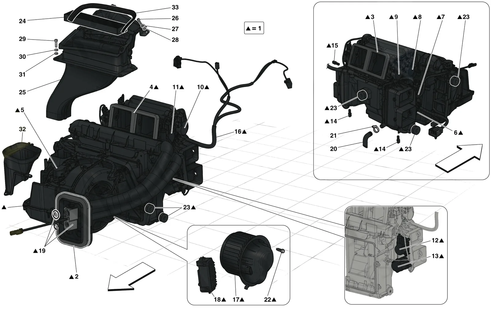Ferrari La Ferrari Evaporator Unit exploded diagram