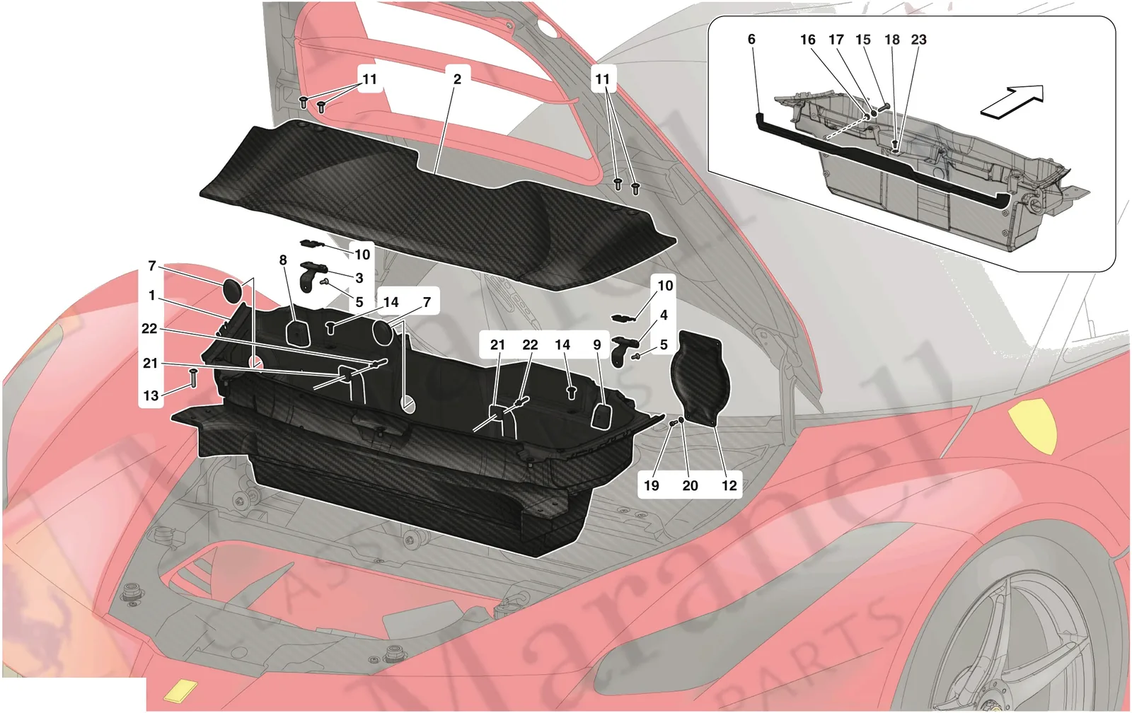 Ferrari La Ferrari Luggage Compartment Mats exploded diagram