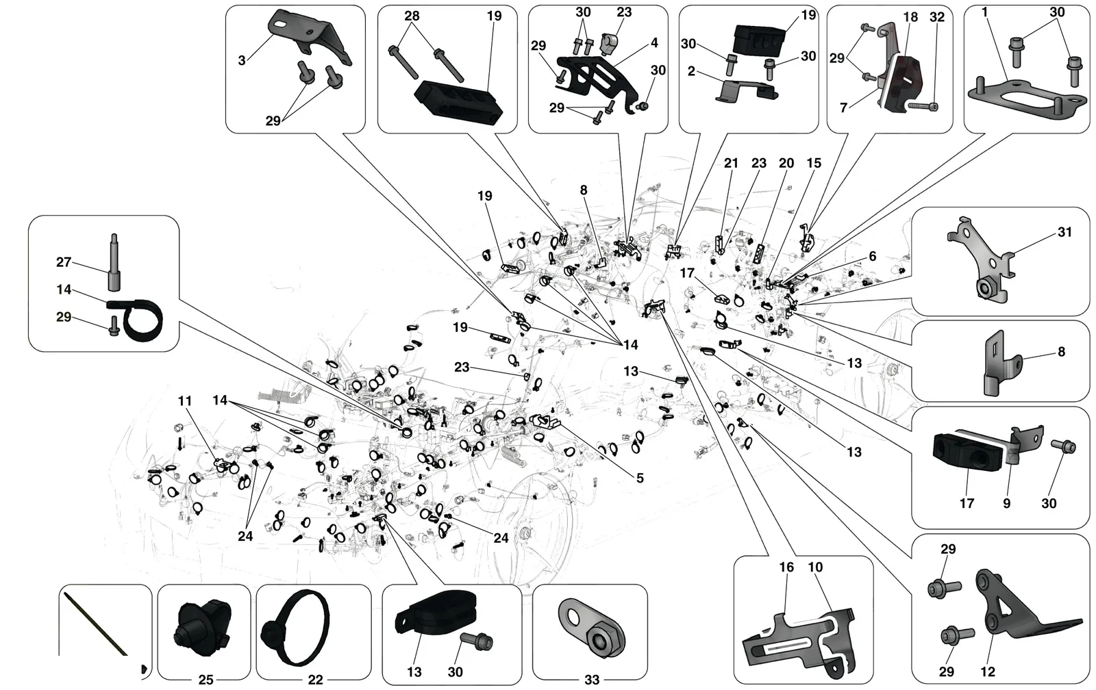 Various Fastenings For The Electrical System