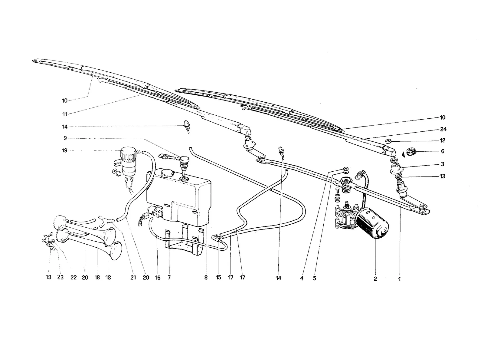 Windshield Wiper Washer and Horn