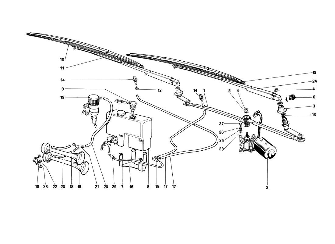 Windshield Wiper - Washer And Horn