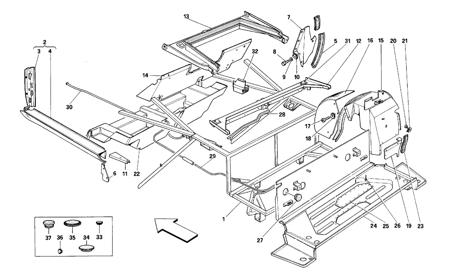 Body Shell: Inner Elements - Rear Part -Cabriolet-