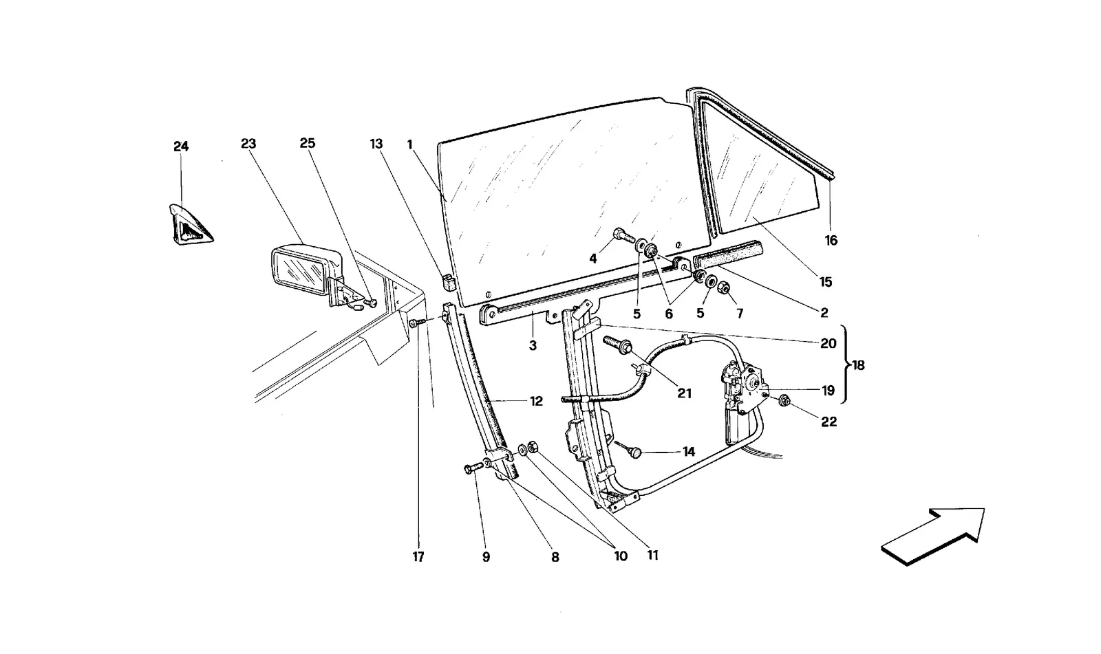 Doors -Cabriolet- Glass Lifting Device And Rear Mirror