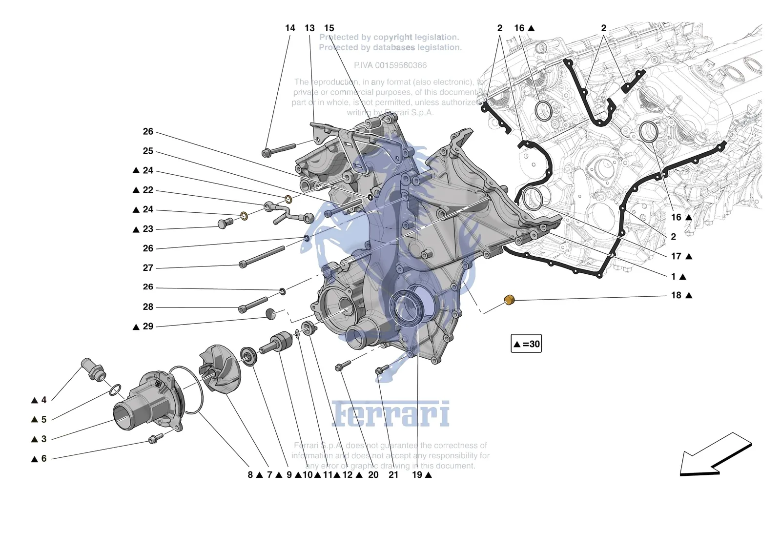 Ferrari Monza SP1 [ENGINE] - B.3 - ENGINE COVERS exploded diagram