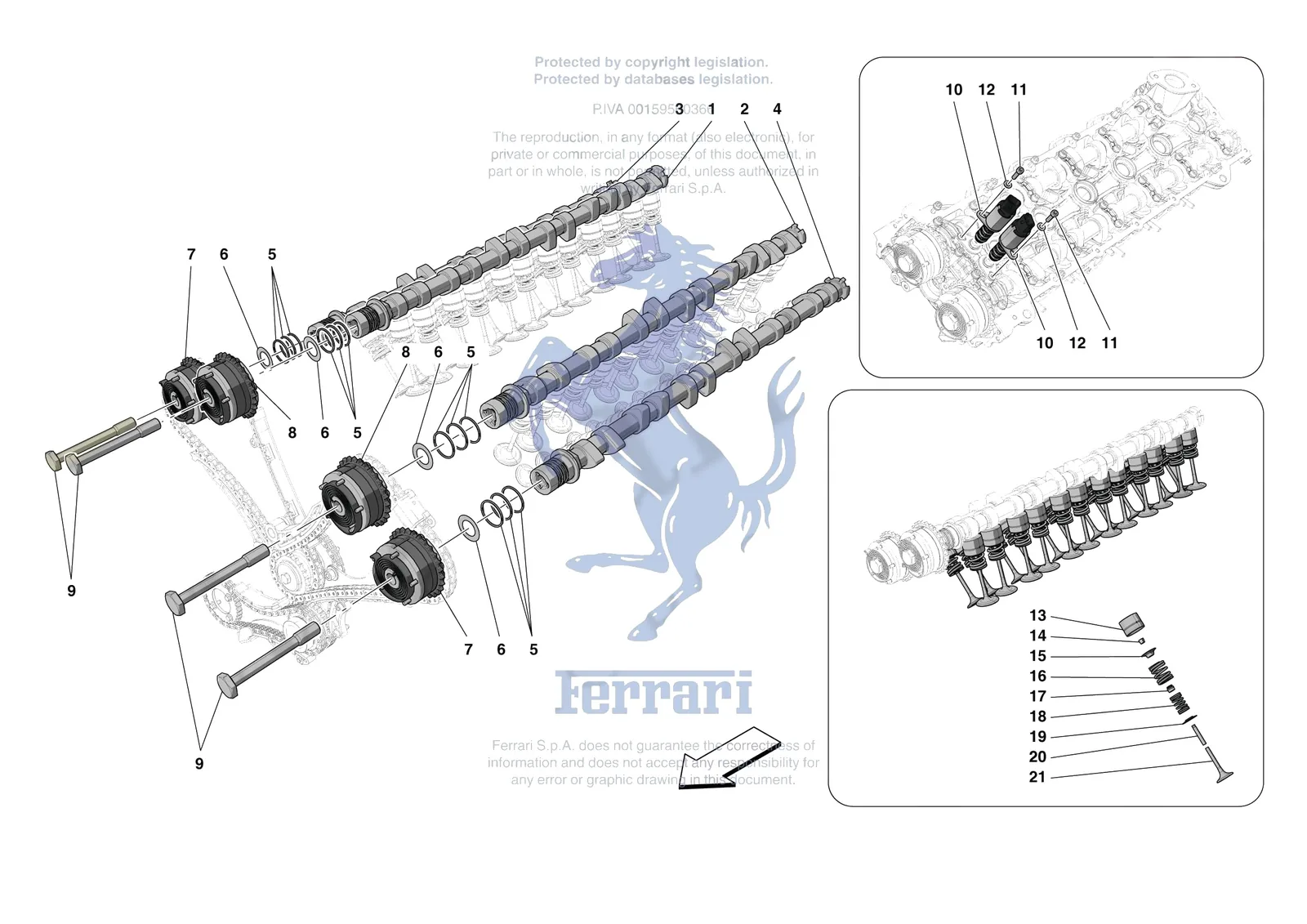 Ferrari Monza SP1 [ENGINE] - B.08.03 - CYLINDER HEADS - TIMING exploded diagram