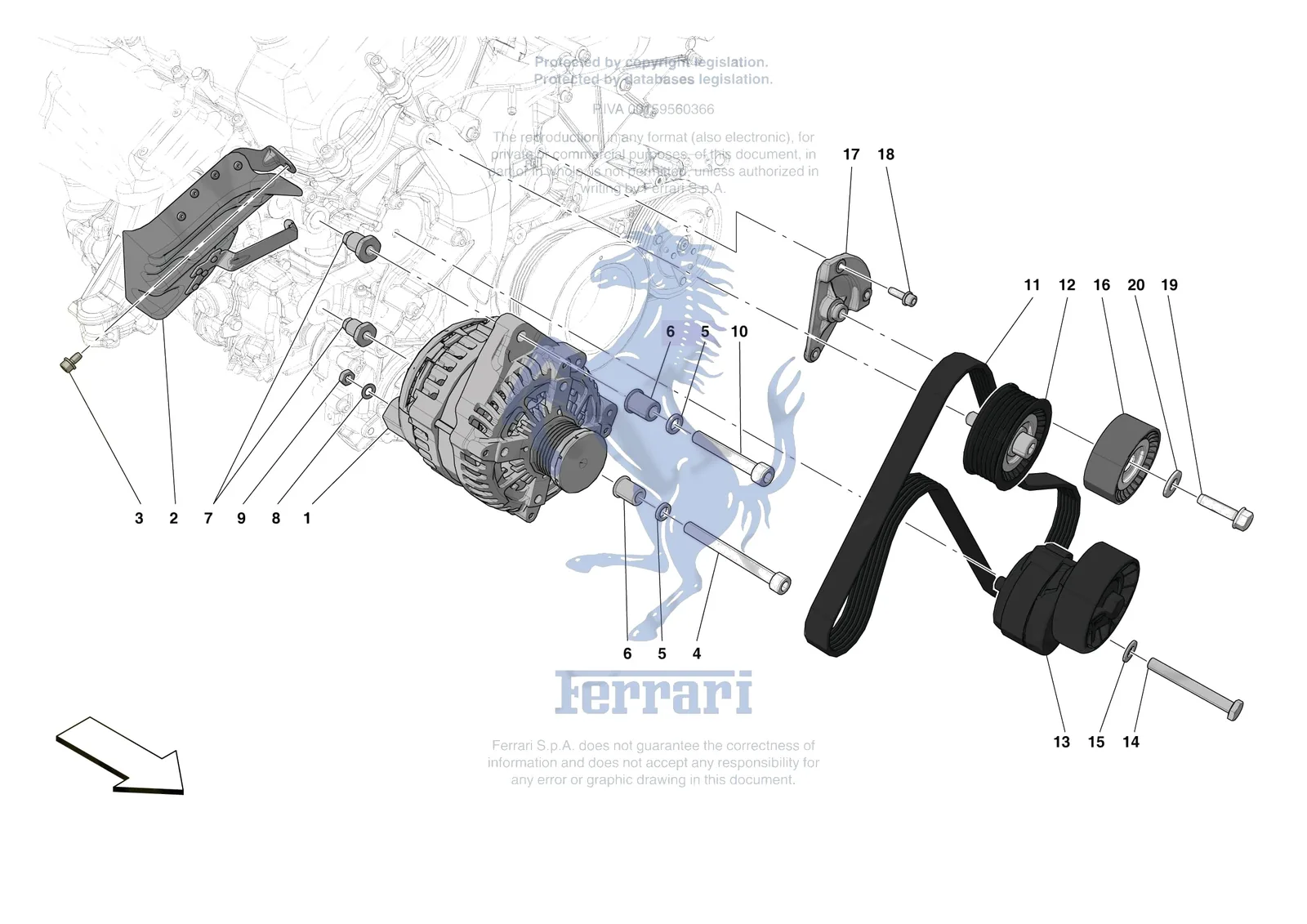 Ferrari Monza SP1 [ENGINE] - B.32 - ALTERNATOR exploded diagram