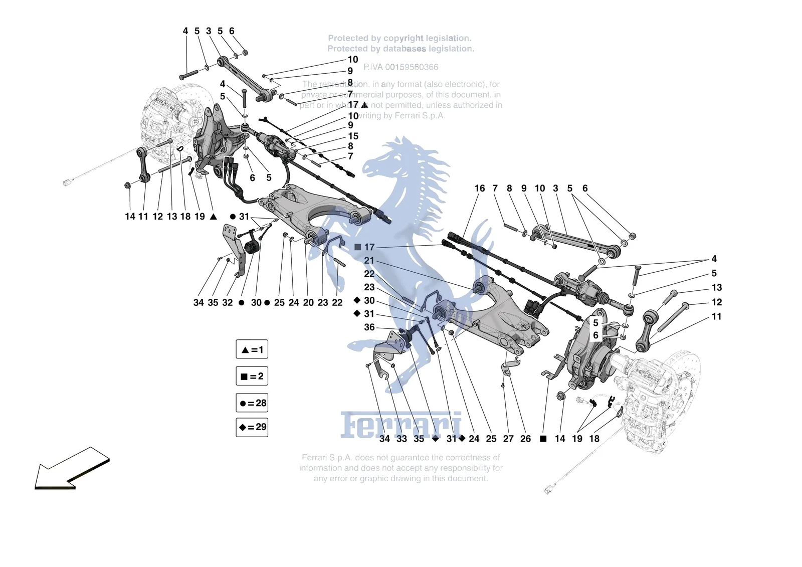 Ferrari Monza SP1 [MECHANICAL SYSTEM] - D.27.02 - REAR SUSPENSION - ARMS exploded diagram