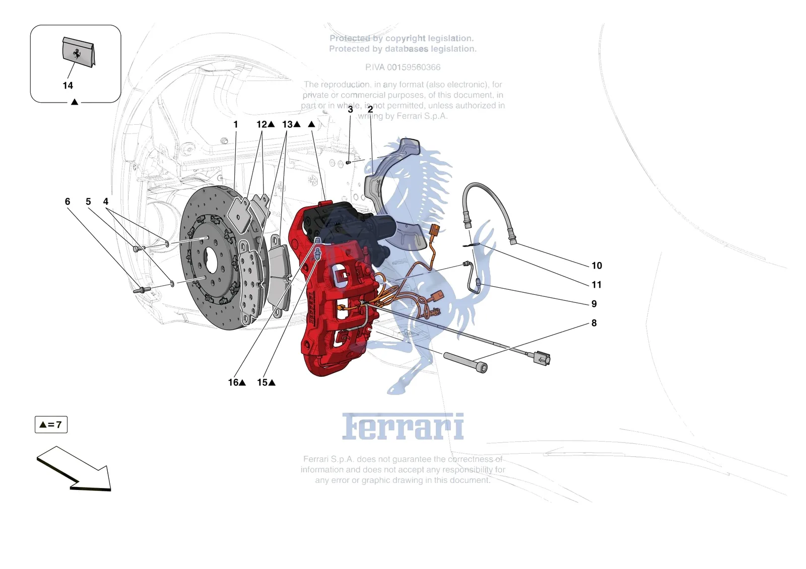 Ferrari Monza SP1 [MECHANICAL SYSTEM] - D.27.03 - REAR SUSPENSION - CALIPERS AND DISCS exploded diagram