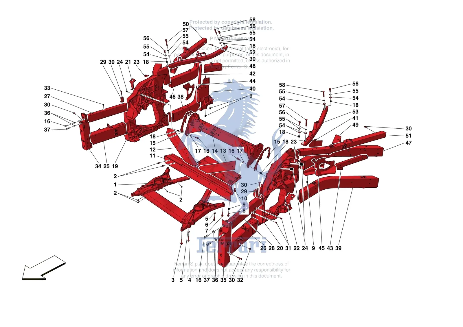 Ferrari Monza SP1 [VEHICLE TRIM] - E.01.01 - STRUCTURES AND ELEMENTS FRONT OF VEHICLE exploded diagram