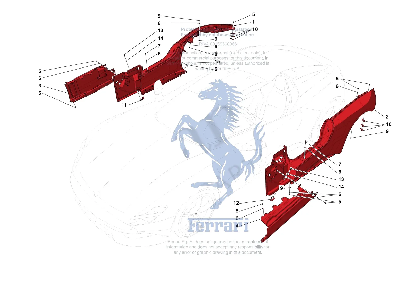 Ferrari Monza SP1 [VEHICLE TRIM] - E.2 - LATERAL OUTER BODYSHELL exploded diagram